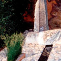 Stone sculpture installation at San Francisco Garden Show (sculptures by Suzanne Biaggi)