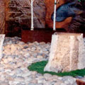 Stone sculpture installation at San Francisco Garden Show (sculptures by Suzanne Biaggi)